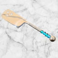 💎💙 Couteau à fromage artisanal – 4 perles de verre turquoise translucide
