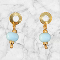 💙 Boucles d’oreilles artisanales – 2 perles de verre bleues
