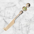 💚 Couteau à fromage artisanal – Perle de verre verte