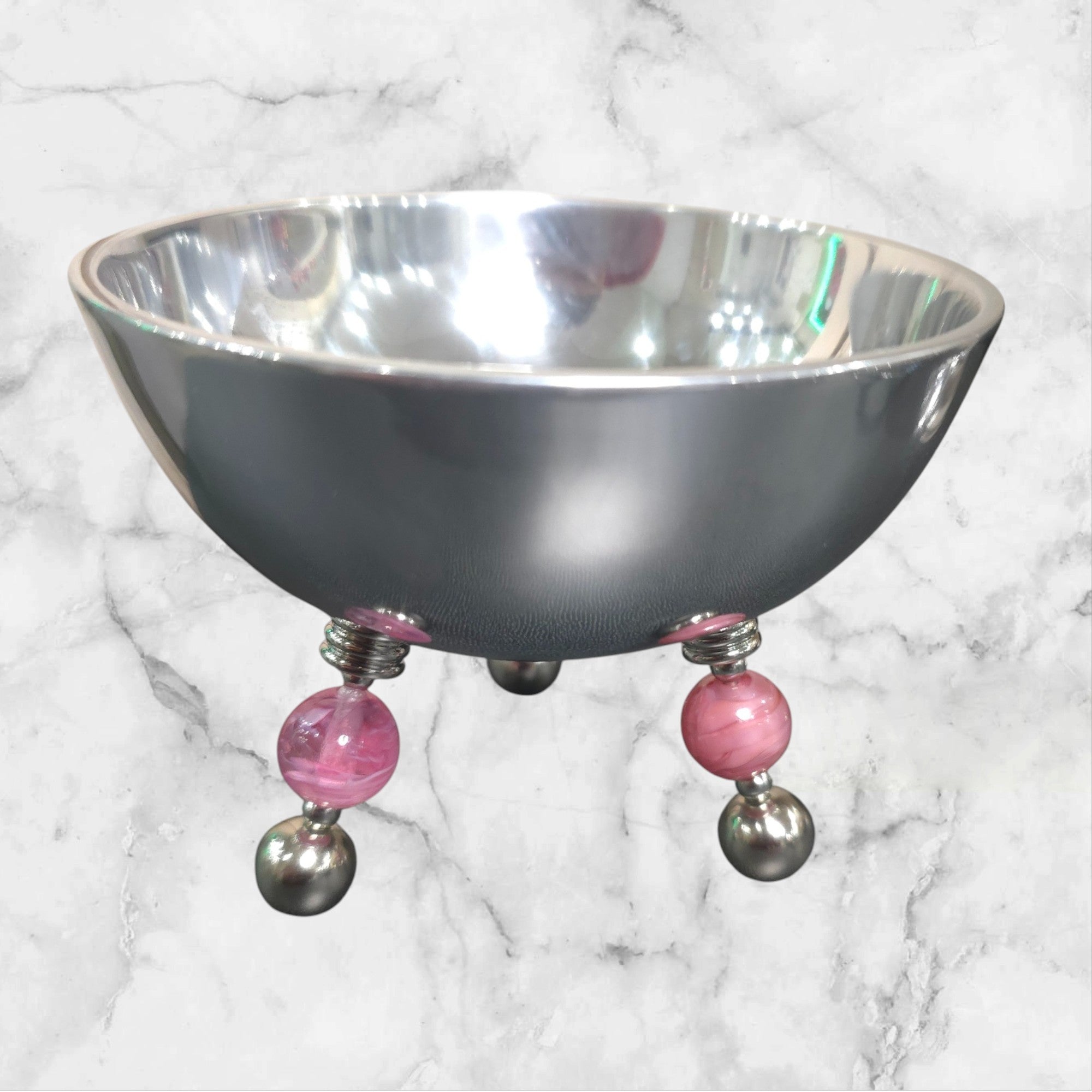 🌸💗 Bol artisanal – 3 perles de verre dans les tons roses
