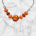 🧡🤎 Collier artisanal – 7 perles de verre orange et brunes filées au chalumeau